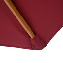 10' x 8' Round Sun Shade Market Umbrella with Wood Bamboo Pole - Wine Red - Seasonal Overstock