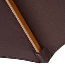 Patio Umbrellas, 10' x 8' Round Sun Shade Market Umbrella with Wood Bamboo Pole - Coffee Brown - Seasonal Overstock