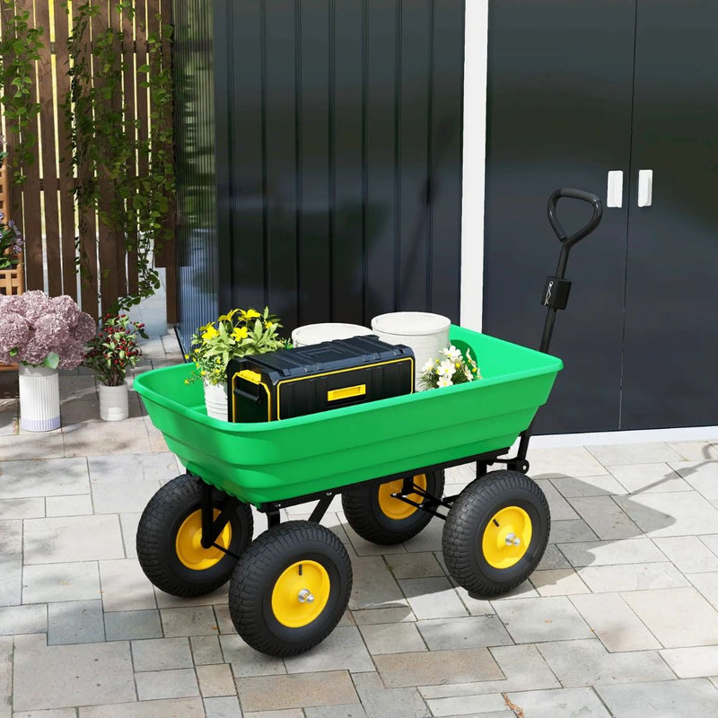 Gardening Accessories, Garden Dump Cart with 125L Tipping Bin, 12in Pneumatic Tires - Holds up to 440 lbs - Seasonal Overstock