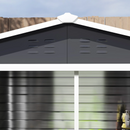 8' x 7' Galvanized Steel Outdoor Storage Shed with Dual Sliding Doors and Floor Frame - Dark Grey