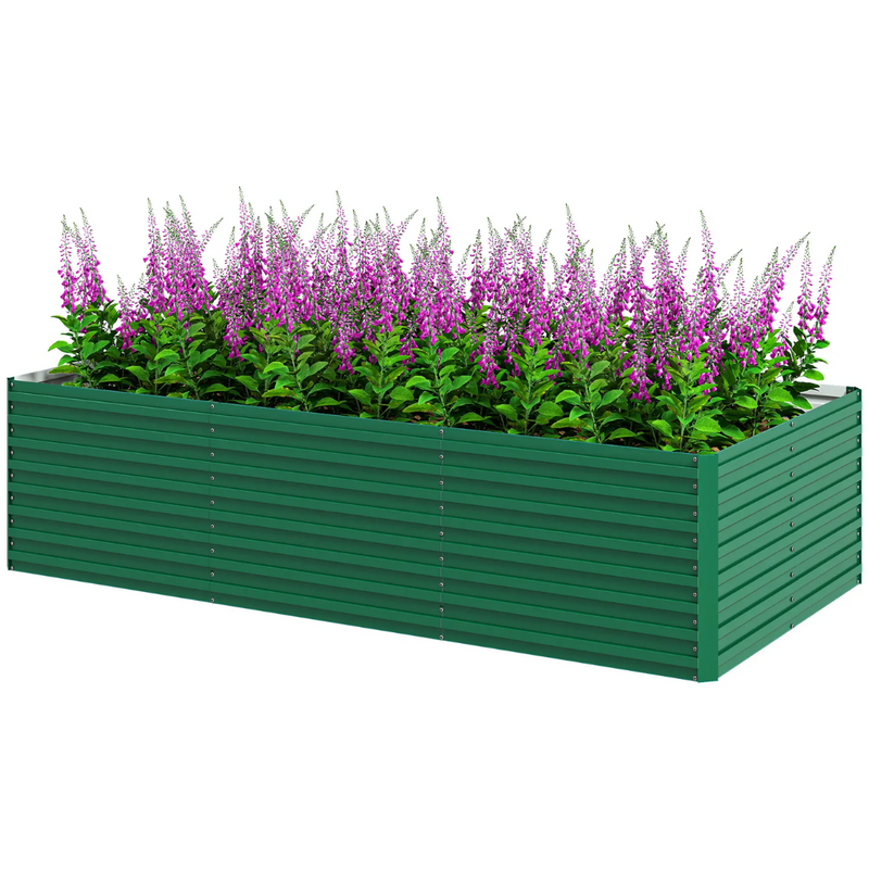 8' x 4' Raised Garden Bed Planter Box Galvanized Steel 24in Deep - Green