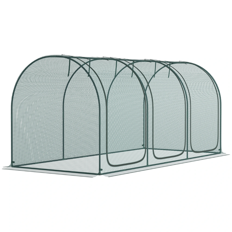 9' x 4' Mesh Garden Protection Crop Cage Cover with 3 Zipper Doors - Green