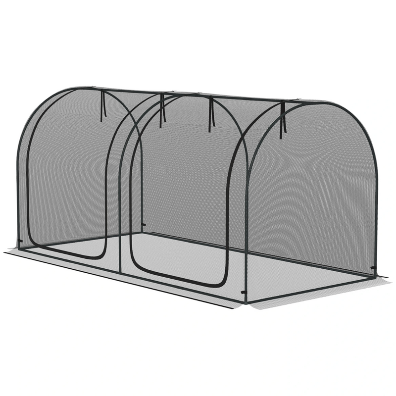 8' x 4' Mesh Garden Protection Crop Cage Cover with 2 Zipper Doors - Black