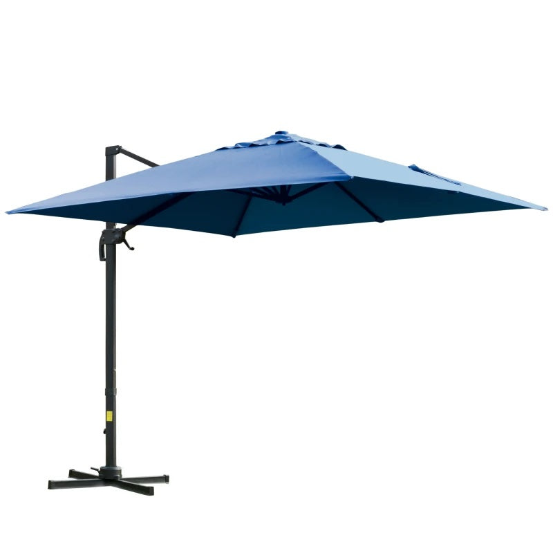 10' x 10' Square Offset Cantilever Patio Umbrella with 4 Adjustable Angles and 360 Rotation  - Blue