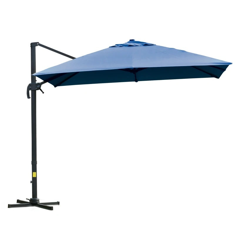 10' x 10' Square Offset Cantilever Patio Umbrella with 4 Adjustable Angles and 360 Rotation  - Blue