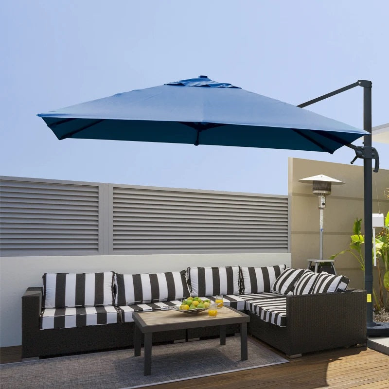 10' x 10' Square Offset Cantilever Patio Umbrella with 4 Adjustable Angles and 360 Rotation  - Blue