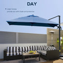 Patio Umbrellas, 10' x 10' Square Offset Cantilever Patio Umbrella with 4 Adjustable Angles and 360 Rotation - Blue - Seasonal Overstock