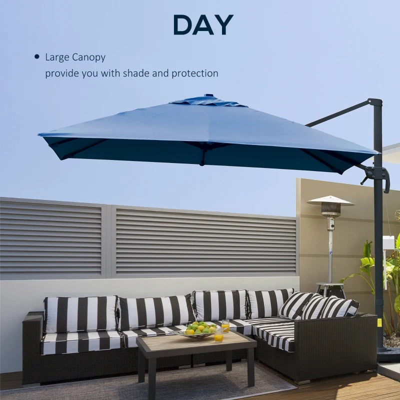 10' x 10' Square Offset Cantilever Patio Umbrella with 4 Adjustable Angles and 360 Rotation  - Blue