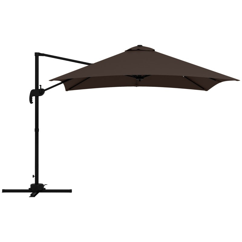 10' x 10' Square Offset Cantilever Patio Umbrella with 4 Adjustable Angles and 360 Rotation  - Coffee Brown