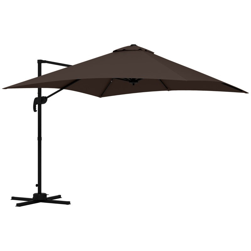 10' x 10' Square Offset Cantilever Patio Umbrella with 4 Adjustable Angles and 360 Rotation  - Coffee Brown