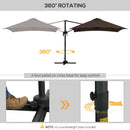 Patio Umbrellas, 10' x 10' Square Offset Cantilever Patio Umbrella with 4 Adjustable Angles and 360 Rotation - Coffee Brown - Seasonal Overstock