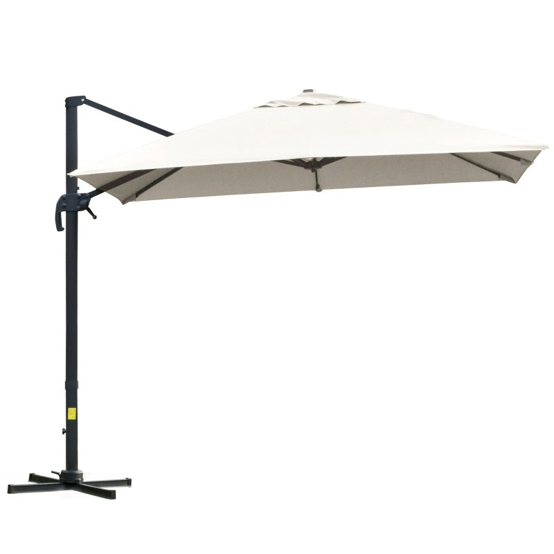 10' x 10' Square Offset Cantilever Patio Umbrella with 4 Adjustable Angles and 360 Rotation  - Cream White