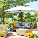 Patio Umbrellas, 10' x 10' Square Offset Cantilever Patio Umbrella with 4 Adjustable Angles and 360 Rotation - Cream White - Seasonal Overstock