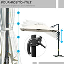 Patio Umbrellas, 10' x 10' Square Offset Cantilever Patio Umbrella with 4 Adjustable Angles and 360 Rotation - Cream White - Seasonal Overstock