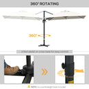 Patio Umbrellas, 10' x 10' Square Offset Cantilever Patio Umbrella with 4 Adjustable Angles and 360 Rotation - Cream White - Seasonal Overstock