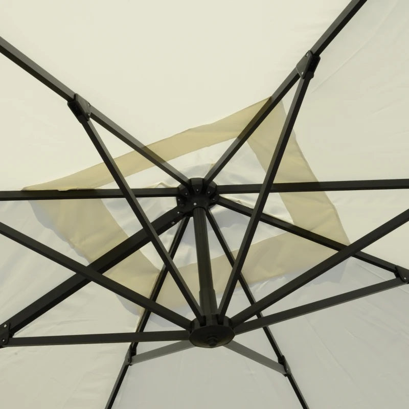 10' x 10' Square Offset Cantilever Patio Umbrella with 4 Adjustable Angles and 360 Rotation  - Cream White