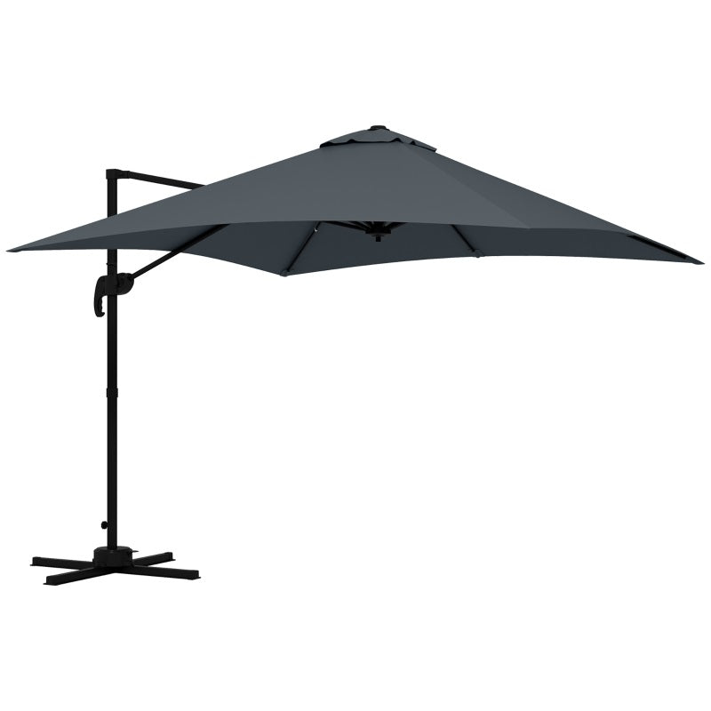 10' x 10' Square Offset Cantilever Patio Umbrella with 4 Adjustable Angles and 360 Rotation  - Dark Grey