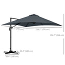 Patio Umbrellas, 10' x 10' Square Offset Cantilever Patio Umbrella with 4 Adjustable Angles and 360 Rotation - Dark Grey - Seasonal Overstock