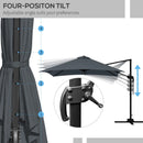 Patio Umbrellas, 10' x 10' Square Offset Cantilever Patio Umbrella with 4 Adjustable Angles and 360 Rotation - Dark Grey - Seasonal Overstock