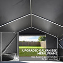 10 x 10 ft portable outdoor canopy tent carport with text about an upgraded galvanized metal frame.