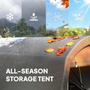 15 x 10ft All-season storage tent with seasonal elements and text overlay