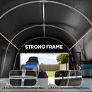 10 x 15ft Carport with a strong frame structure, showing reinforcement bars and galvanized steel frame.