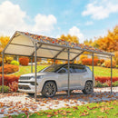 10 x 15 ft Heavy Duty Carport with Sloped Steel Roof, All Weather Protection, Dark Grey