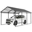 10 x 15 ft Heavy Duty Carport with Sloped Steel Roof, All Weather Protection, Dark Grey