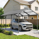 10 x 15 ft Heavy Duty Carport with Sloped Steel Roof, All Weather Protection, Dark Grey