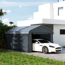 10 x 15 ft Heavy Duty Carport with Steel Roof and Removeable Sidewalls for All Weather Protection, Dark Grey