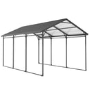 10 x 15 ft Heavy Duty Carport with Sloped Steel Roof, All Weather Protection, Dark Grey