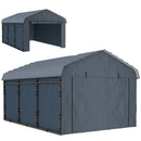 10 x 15 ft Heavy Duty Carport with Steel Roof and Removeable Sidewalls for All Weather Protection, Dark Grey