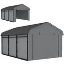 10 x 15 ft Heavy Duty Carport with Steel Roof and Removeable Sidewalls for All Weather Protection, Light Grey