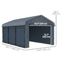 10 x 15 ft Heavy Duty Carport with Steel Roof and Removeable Sidewalls for All Weather Protection, Dark Grey