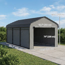 10 x 15 ft Heavy Duty Carport with Steel Roof and Removeable Sidewalls for All Weather Protection, Light Grey