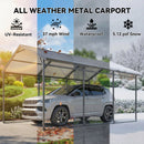 10 x 15 ft Heavy Duty Carport with Sloped Steel Roof, All Weather Protection, Dark Grey