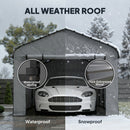 10 x 15 ft Heavy Duty Carport with Steel Roof and Removeable Sidewalls for All Weather Protection, Light Grey