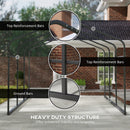 10 x 15 ft Heavy Duty Carport with Steel Roof and Removeable Sidewalls for All Weather Protection, Dark Grey