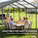 10 x 15 ft Heavy Duty Carport with Sloped Steel Roof, All Weather Protection, Dark Grey