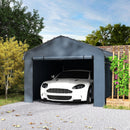 10 x 15 ft Heavy Duty Carport with Steel Roof and Removeable Sidewalls for All Weather Protection, Dark Grey
