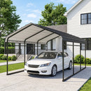 10 x 15 ft Heavy Duty Carport with Steel Roof and Removeable Sidewalls for All Weather Protection, Light Grey