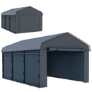 10 x 15 ft Heavy Duty Carport with Steel Roof and Removeable Sidewalls for All Weather Protection, Dark Grey