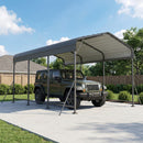 Carport with a Jeep underneath a carport on a sunny day