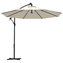 Patio Umbrellas, 10ft Outdoor Offset Cantilever Patio Umbrella with Solar LED Lights - Beige - Seasonal Overstock