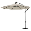 Patio Umbrellas, 10ft Outdoor Offset Cantilever Patio Umbrella with Solar LED Lights - Beige - Seasonal Overstock