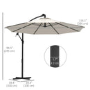 Patio Umbrellas, 10ft Outdoor Offset Cantilever Patio Umbrella with Solar LED Lights - Beige - Seasonal Overstock