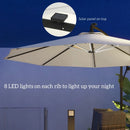 Patio Umbrellas, 10ft Outdoor Offset Cantilever Patio Umbrella with Solar LED Lights - Beige - Seasonal Overstock