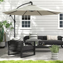 Patio Umbrellas, 10ft Outdoor Offset Cantilever Patio Umbrella with Solar LED Lights - Beige - Seasonal Overstock