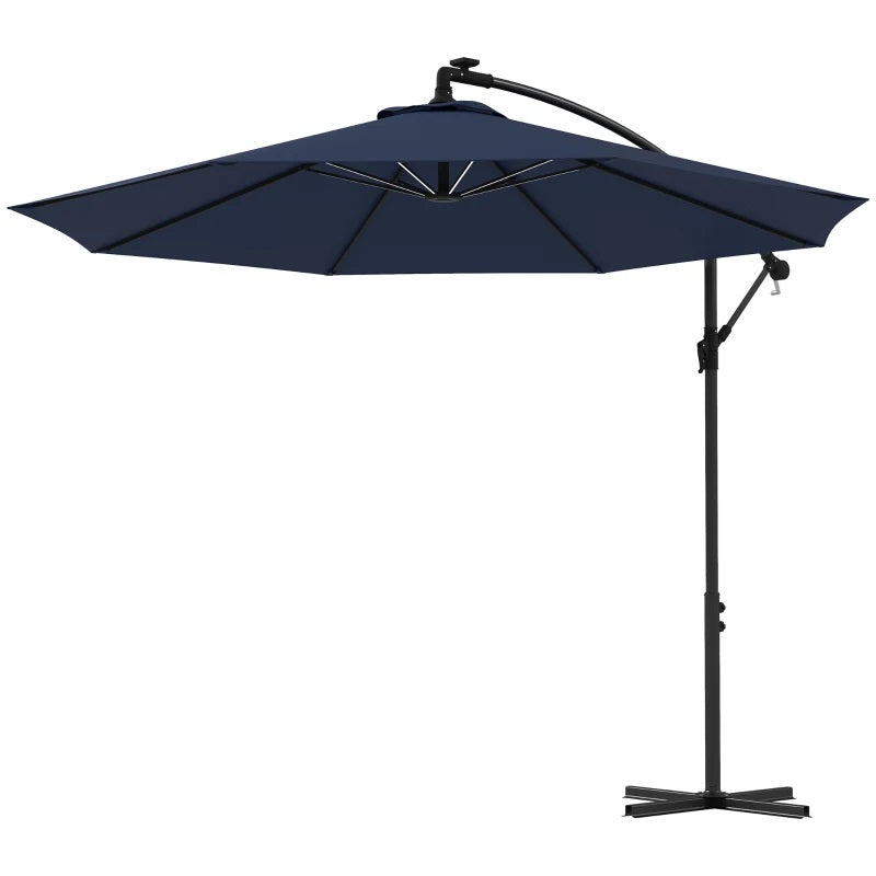 10ft Outdoor Offset Cantilever Patio Umbrella with Solar LED Lights - Green