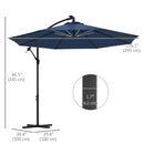 Patio Umbrellas, 10ft Outdoor Offset Cantilever Patio Umbrella with Solar LED Lights - Blue - Seasonal Overstock